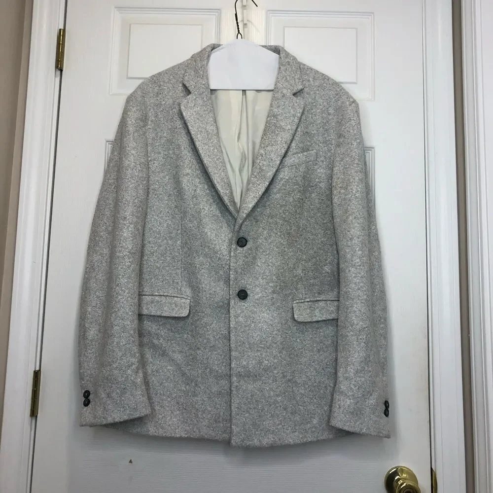 Zara wool blend 2 button grey blazer suit jacket, size 44